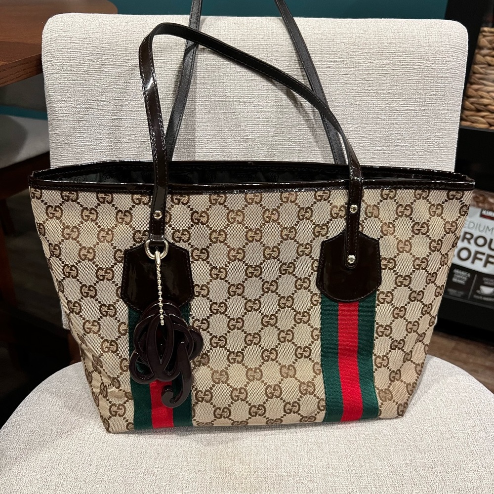 Gucci Sherry line Beige and Brown Tote Bag